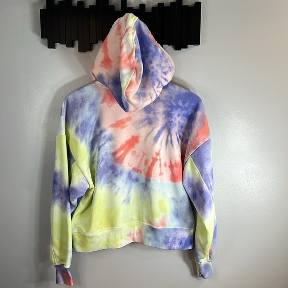 Nike Women’s Tie-Dye Crop Hoodie Pullover Sweatshirt Multicolor Pastel Logo Sz S - Picture 6 of 11